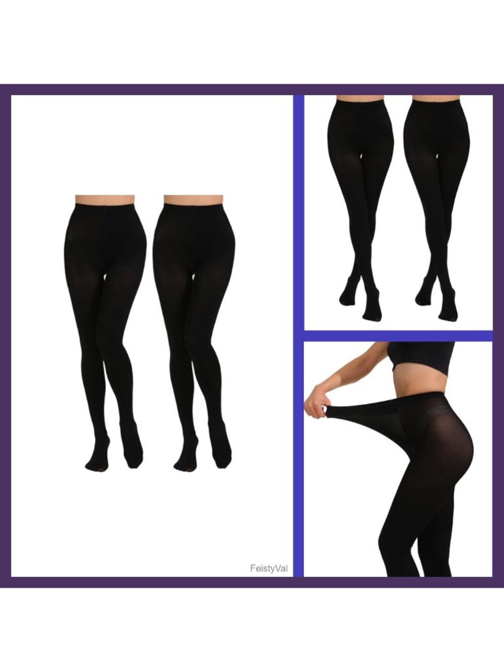 Women's 80D Opaque Microfiber Tights 2 Pairs Soft Stretch Nylon Spandex